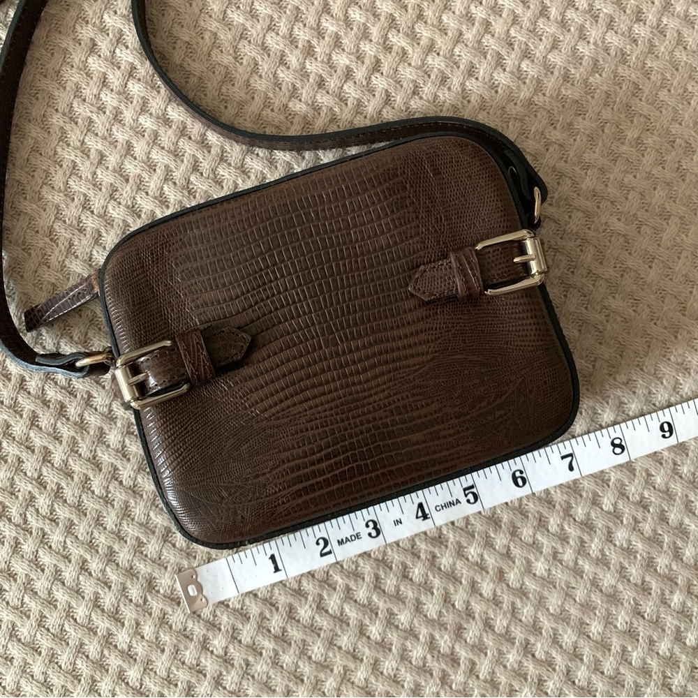 Massimo Dutti Brown Leather Crossbody Bag | Minimal Buckle Detail - Picture 13 of 16